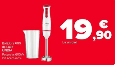 Oferta de Ufesa - Batidora 600 De Luxe por 19,9€ en Supeco