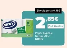 Oferta de Nicky - Paper Higienic Nature Aloe por 2,85€ en Supeco