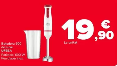 Oferta de Ufesa - Batedora 600 De Luxe por 19,9€ en Supeco