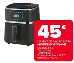 Oferta de Mywave - Freidora De Aire Sin Aceite Mwfre 5  por 45€ en Supeco