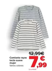 Oferta de Camiseta Rayas Tacto Suave Mujer por 7,99€ en Carrefour