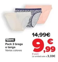 Oferta de DIM - Pack 3 Braga O Tanga por 9,99€ en Carrefour