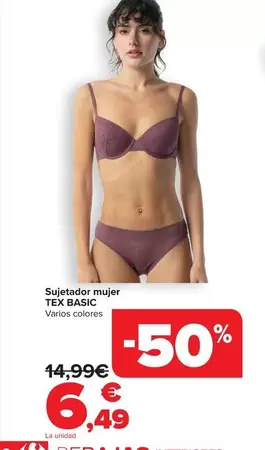 Oferta de Tex Basic - Sujetador Mujer por 6,49€ en Carrefour