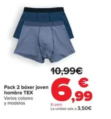 Oferta de TEX - Pack 2 Boxer Joven Hombre por 6,99€ en Carrefour