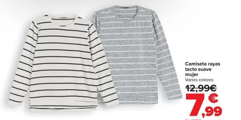 Oferta de Camiseta Rayas Tacto Suave Mujer por 7,99€ en Carrefour