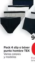 Oferta de TEX - Pack 4 Slip O Boxer Punto Hombre por 6,99€ en Carrefour