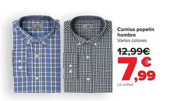 Oferta de Camisa Popelin Hombre por 7,99€ en Carrefour