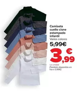 Oferta de Camiseta Cuello Cisne Estampado Infantil por 3,99€ en Carrefour