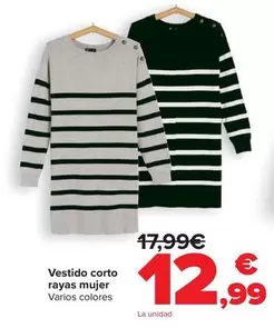 Oferta de Vestido Corto Rayas Mujer por 12,99€ en Carrefour