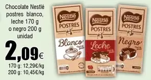 Oferta de Nestlé - Chocolate Postres Blanco, Leche O Negro por 2,09€ en Froiz