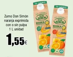 Oferta de Don Simón - Zumo  Naranja Exprimida Con O Sin Pulpa por 1,55€ en Froiz