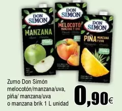 Oferta de Don Simón - Zumo Melocoton/manzana/uva, Pina/ Manzana/uva O Manzana por 0,9€ en Froiz