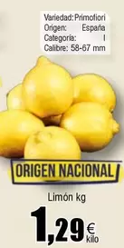 Oferta de Origen - Limón por 1,29€ en Froiz