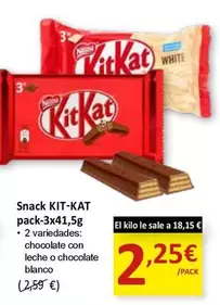 Oferta de White - Snack Kit-kat por 2,25€ en SPAR