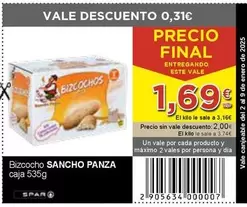 Oferta de Sancho Panza - Bizcocho por 1,69€ en SPAR