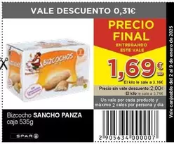 Oferta de Sancho Panza - Bizcocho Caja 535g por 1,69€ en SPAR