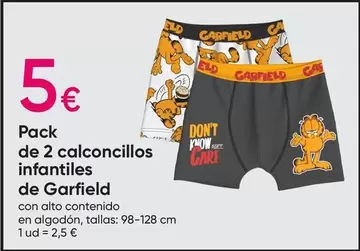 Oferta de Care - Pack De 2 Calconcillos Infantiles De Garfield por 5€ en Pepco