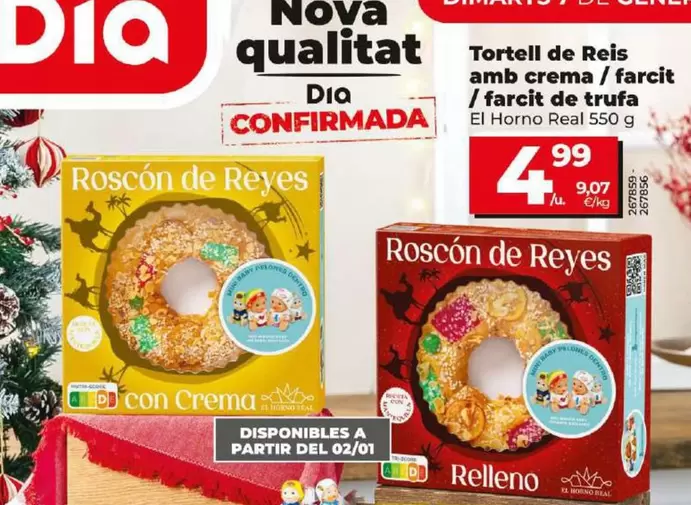 Oferta de El Horno Real  - Roscon De Reyes Con Crema/ Relleno/ Relleno  De Trufa por 4,99€ en Dia