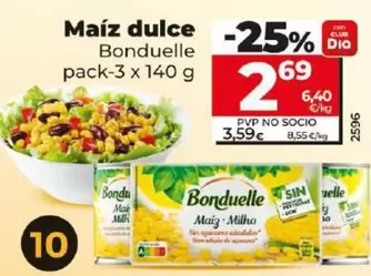 Oferta de Bonduelle - Maiz Dulce por 2,69€ en Dia