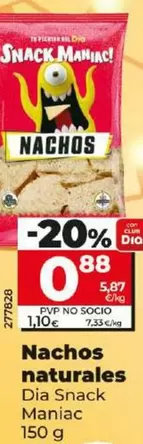 Oferta de Dia Snack Maniac - Nachos Naturales por 0,88€ en Dia