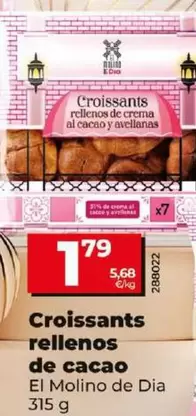 Oferta de El Molino De Dia - Croissants Rellenos De Cacao por 1,79€ en Dia