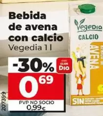 Oferta de Vegedia - Bebida De Avena Con Calcio por 0,69€ en Dia