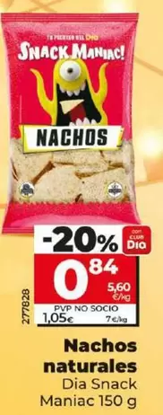 Oferta de Dia Snack Maniac - Nachos Naturales por 0,84€ en Dia