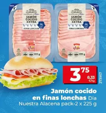 Oferta de Dia Nuestra Alacena - Jamón Cocido En Finas Lonchas por 3,75€ en Dia