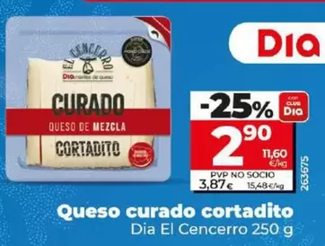 Oferta de Dia El Cencerro - Queso Curado Cortadito por 2,9€ en Dia