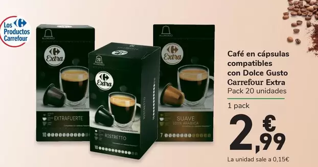 Oferta de Carrefour - Cafe En Capsulas Compatibles Con Dolce Gusto por 2,99€ en Carrefour Express