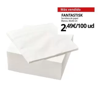 Oferta de FANTASTISK Servilleta De Papel, Blanco por 2,49€ en IKEA