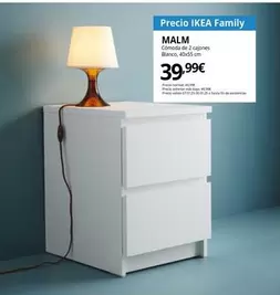 Oferta de Malm - Comoda De 2 Cajones Blanco por 39,99€ en IKEA