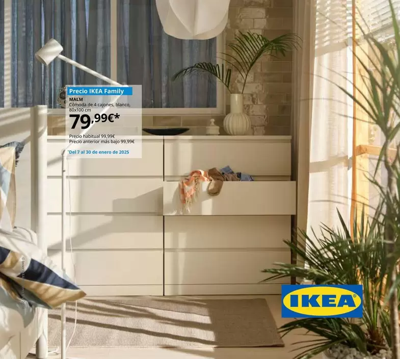 Oferta de Malm - Commoda De 4 Cajones, Blanco, 80x100 Cm por 79,99€ en IKEA