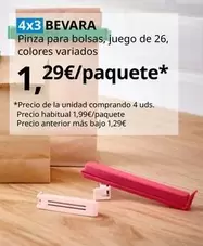 Oferta de Bevara - Pinza Para Bolsas, Juego De 26 Colores Variados por 1,29€ en IKEA