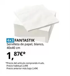 Oferta de Fantastik - Servilleta De Papel, Blanco, 40x40 Cm por 1,87€ en IKEA