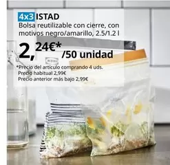 Oferta de Istad - Bolsa Reutilizable Con Cierre, Con Motivos Negro/Amarillo por 2,24€ en IKEA