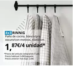 Oferta de Rinning - Paño De Cocina, Blanco/Gris Oscuro/Con Motivo , 45x60 Cm por 1,87€ en IKEA