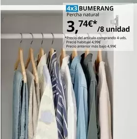 Oferta de Bumerang - Percha Natural por 3,74€ en IKEA