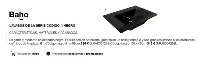 Oferta de Lavabos De La Serie Cocigo II Negro por 312€ en Grup Gamma