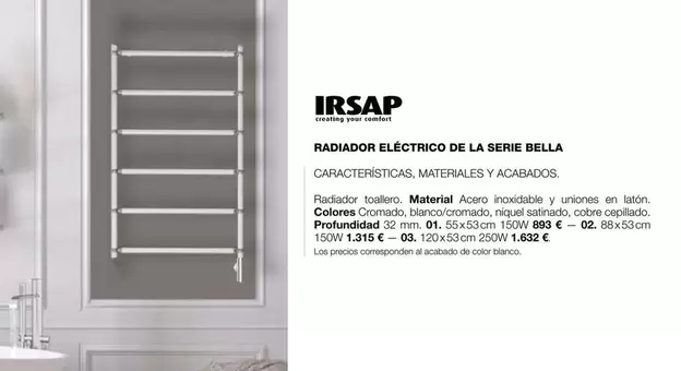 Oferta de Radiador Eléctrico De La Serie Bella por 893€ en Grup Gamma