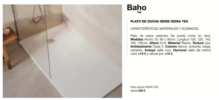 Oferta de Plato De Ducha Serie Hidra Tex por 222€ en Grup Gamma