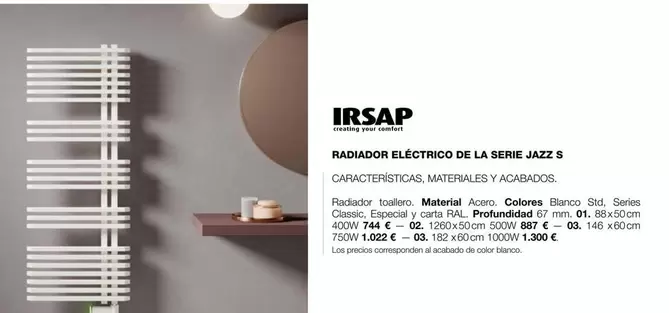 Oferta de Radiador Eléctrico De La Serie Jazz S por 744€ en Grup Gamma