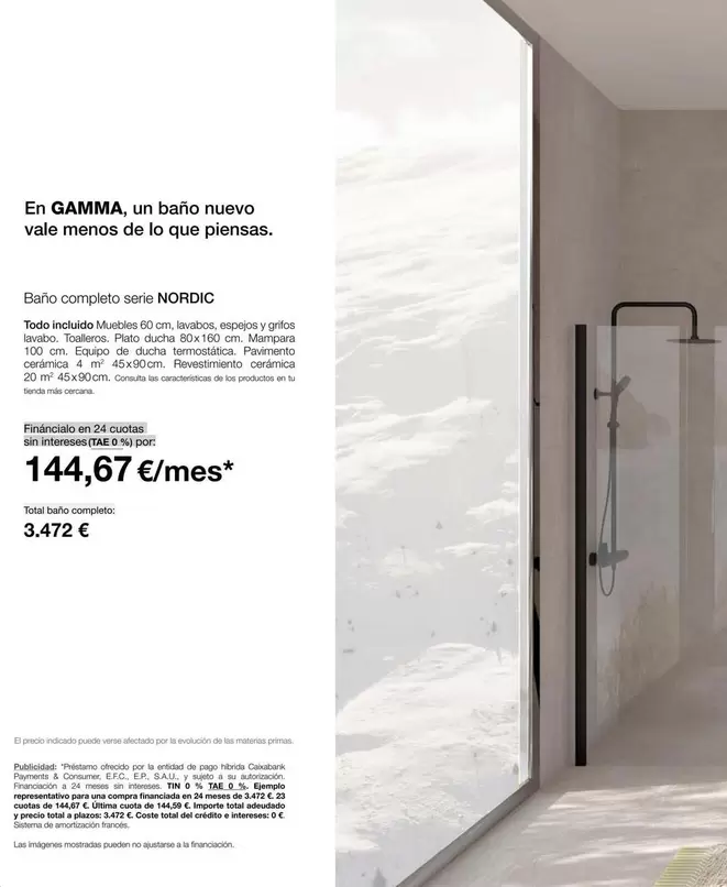 Oferta de Nordic - En Gamma Un Baño Nuevo Vela Menos De Lo Que Piensas por 144,67€ en Grup Gamma