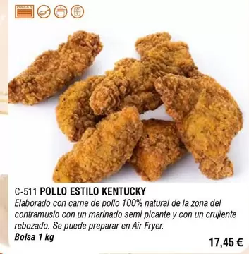 Oferta de C-511 Pollo Estilo Kentucky por 17,45€ en Abordo