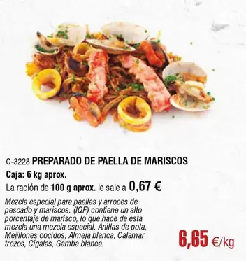 Oferta de Preparado De Paella De Mariscos por 6,65€ en Abordo