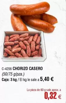 Oferta de Chorizo Casero por 0,32€ en Abordo