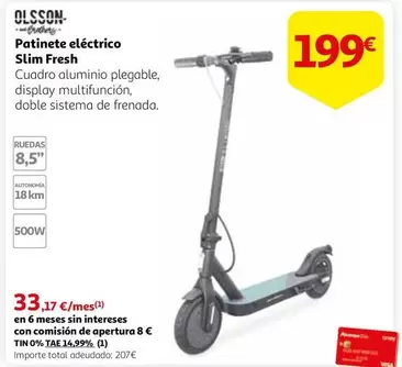 Oferta de Fresh - Patinete Eléctrico Slim Fresh por 199€ en Alcampo