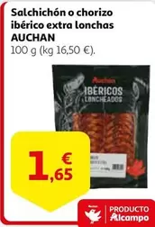 Oferta de Auchan - Salchichon O Chorizo Iberico Extra Lonchas por 1,65€ en Alcampo