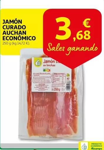 Oferta de Auchan - Jamón Curado por 3,68€ en Alcampo