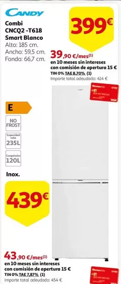 Oferta de Candy - Combi CNCQ2-T618 Smart Blanco por 399€ en Alcampo